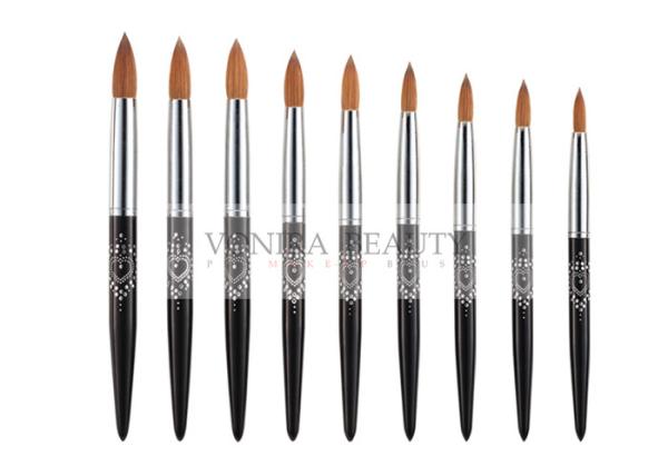 Buy cheap 9 PCS Nature Sable Hair Round Nail Art Brushes With Beautiful Heart Shape Painting Black Handle from wholesalers