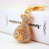 Buy cheap Money Bag Key Chain Ornaments Silk Screen Printing Diamond 50mm Wide from wholesalers