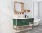 Sleek Stylish Lotus Green Bathroom Vanity Cabinet With Versatile Storage Options