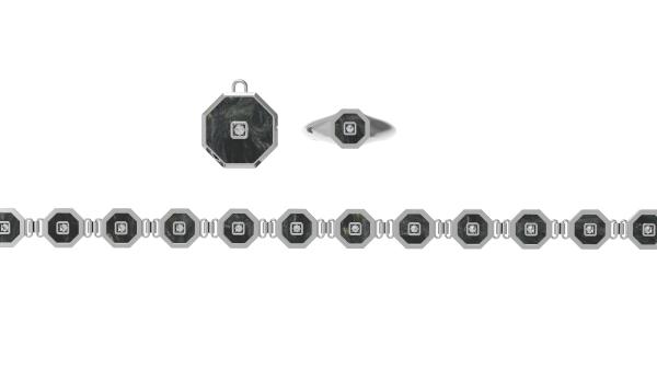 Stylish Carbon Fiber Encrusted Zircon Fashion Jewelry Set Lightweight and Unique