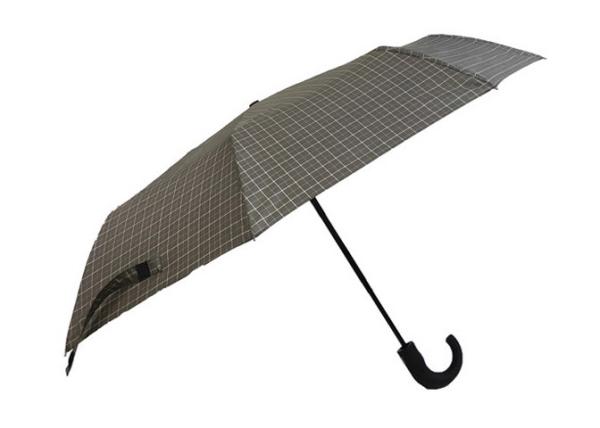 Buy cheap Men Luxury OEM Automatic Travel Umbrella Curved Handle Check Printing Fabric from wholesalers