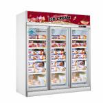 Supermarket 3 doors display refrigerator -22C upright glass door freezer