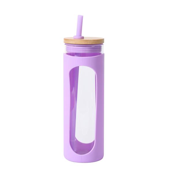 Buy cheap Bamboo Sports Cap Glass Drinking Bottles 20oz With Protective Silicone Sleeve from wholesalers