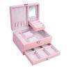 Buy cheap Square Luxury Pink Black Leather Jewelry Set/Ring/Earring/Necklace/Bracelet/Watch Storage Display Box from wholesalers
