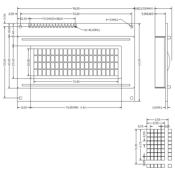 LCD2004 external dimension