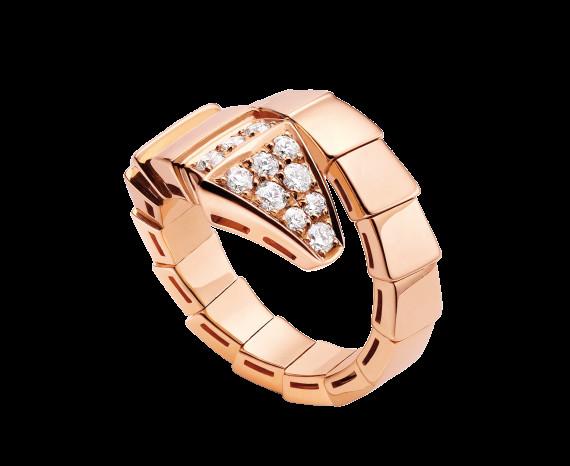Buy cheap Serpenti 18 kt pink gold ring with pavé diamonds Ref. AN855318 from wholesalers