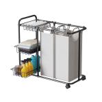 KD Structure Iron Metal Wire Laundry Basket With Wheels Utility 2 Division Big