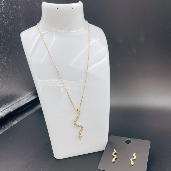 Snake High Polish Newest Gold Color Stainless Steel Earring ,Necklace , Bracelet