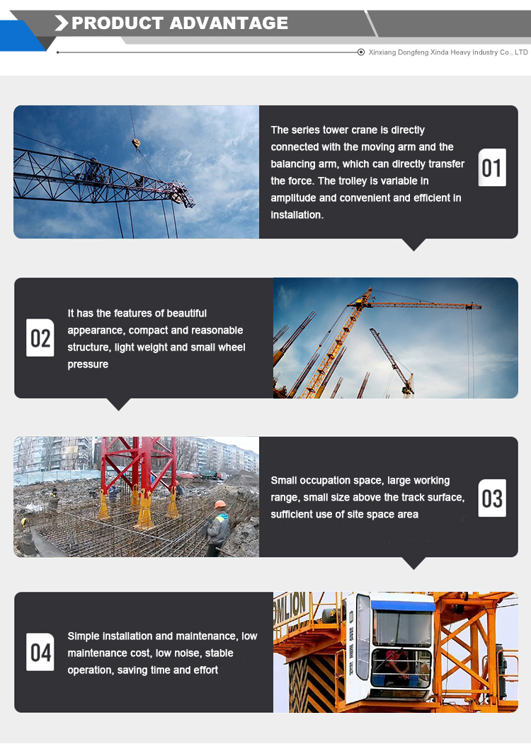 Topless Tower Crane For Construction Max. Lifting Height 60m Zoomlion T7015-10E WA7025-10E