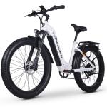 White 26 inch Electric Fat Tire Bike 7 Speed 48V 500W 17.5Ah Lithium Battery