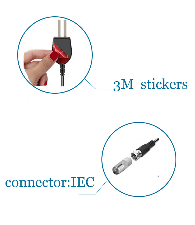 HD UHF Digital TV Antenna with Booster Amplifier and Connect Type F Male/IEC Male