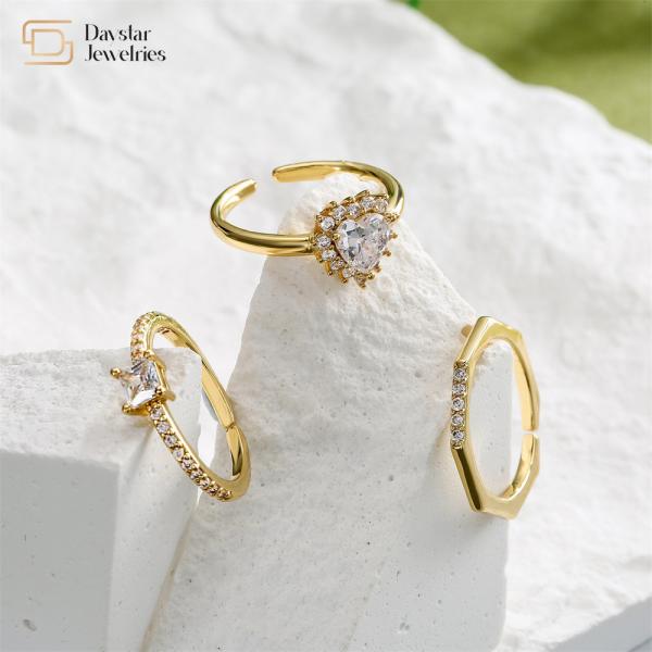 Buy cheap Women Men Wedding Engagement Heart Diamond Rings Adjustable 18k Gold Plated from wholesalers