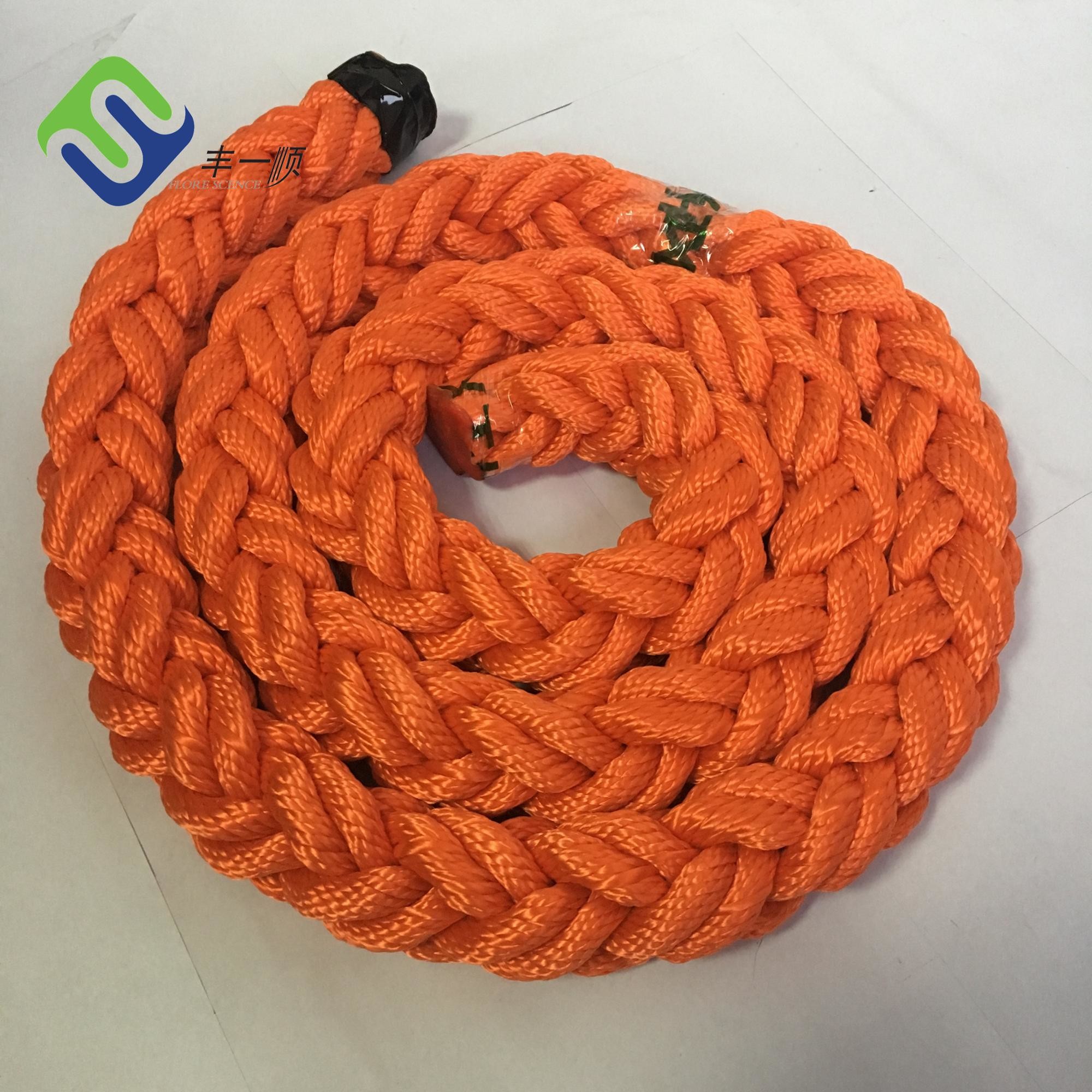 Durable 44mm Polyester 8 Strand Braided Marine Mooring Rope For Towing Ship Vessel