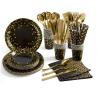 Buy cheap 10 PCS Gold Black Tea Birthday Party Paper Plates And Cups Napkins Disposable from wholesalers