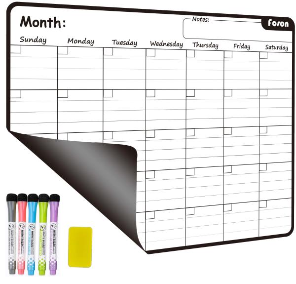Buy cheap Magnetic Dry Erase Monthly Fridge Calendar White Black For Refrigerator from wholesalers