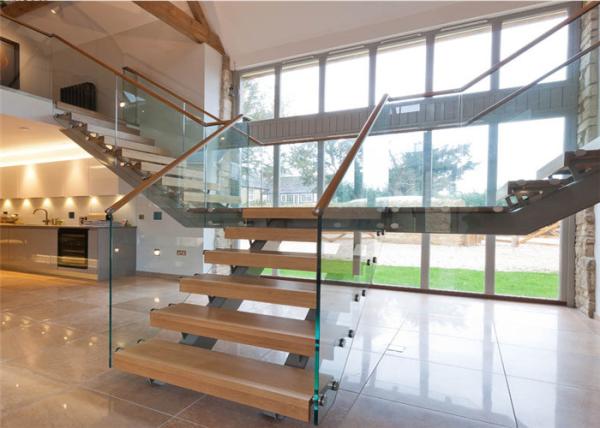 Buy cheap Office Straight Flight Staircase Y Shaped With 30-38mm Solid Wooden Tread from wholesalers