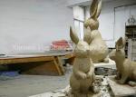 Outdoor Park Fiberglass Rabbit Statues Lovely Appearance Eco Friendly