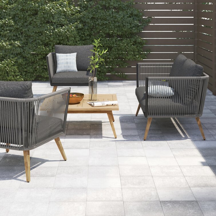 Modern Outdoor Furniture Set with Aluminum Frame and Wood Grain Finish