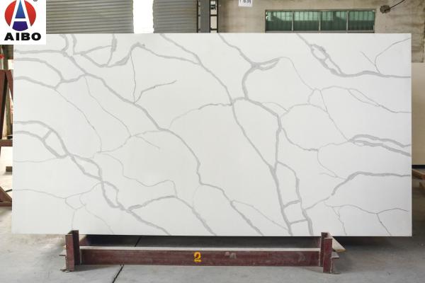 Buy cheap White Grey Vein Quartz Countertop Slabs 18mm 20mm 30mm Calacatta from wholesalers