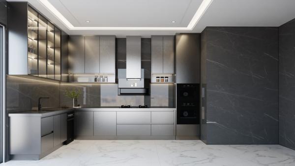 Buy cheap Fadior Matte Black Stainless Steel Kitchen Cabinet With Under-Cabinet Ambient Lighting from wholesalers