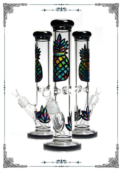 Buy cheap 13.5 Inches 7MM Straight Tube Glass Bongs Color Painting Pineapple from wholesalers