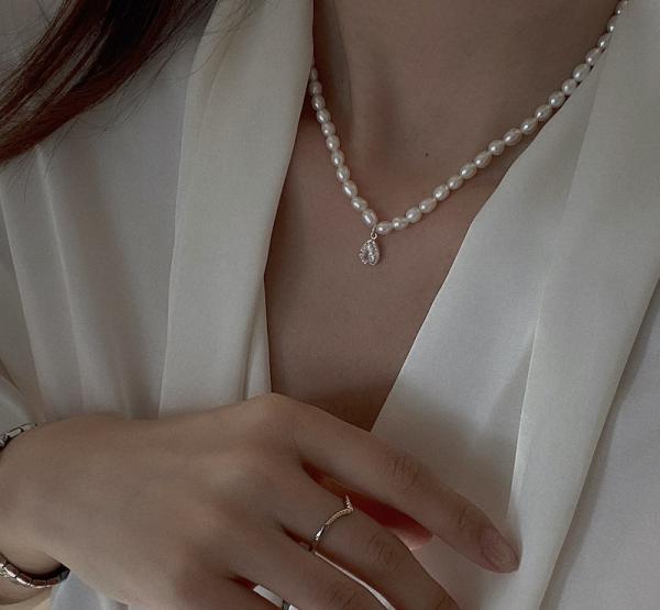 Buy cheap 42cm Natural Freshwater Pearl Necklace 14.6g Chain With S925 Silver Pendant from wholesalers
