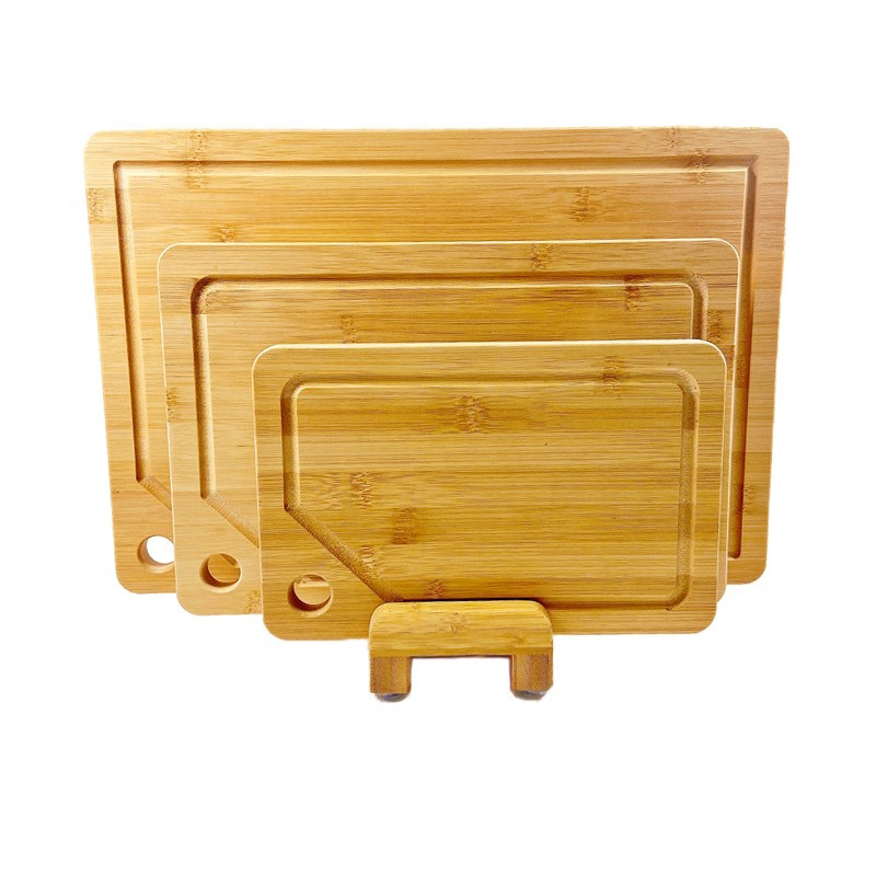 Highly Durable Sustainable Bamboo Cutting Board Sets with Stand L 45X30X1.9CM
