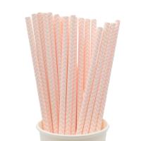Buy cheap 146 6mm Chevron Pink And White Striped Biodegradable Paper Straws For Celebratio product