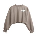 Drop Shoulder Slogan Embroidery Sweatshirt Customized Labels 100% Cotton