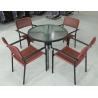 Buy cheap Steel K / D Glass Round Table And Plastic Wicker Chairs Dining Set 5 from wholesalers