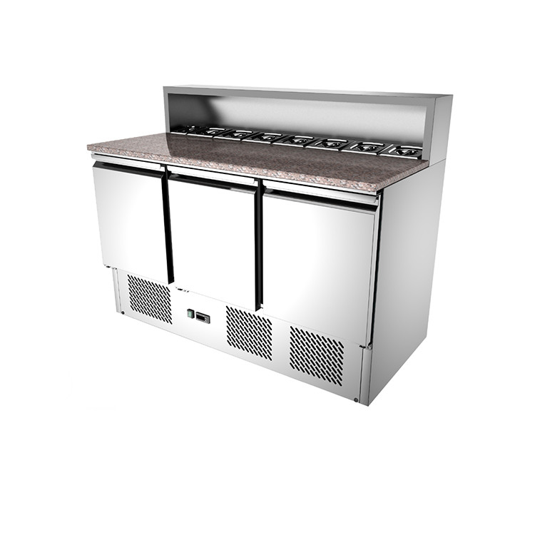 300L Three Doors Top Marble Salad Counter Chiller Static Cooling