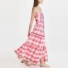 Buy cheap Ladies Puff Sleeve Dress for Women Ruching Checks Clothing Manufacturers Elegant Cotton Custom Logo Maxi Dress from wholesalers