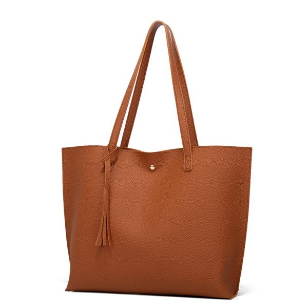 Buy cheap Large Women PU Tote Bag Tassels Leather Shoulder Handbags Fashion Ladies Purses Satchel Messenger Bags 2 In 1 Set from wholesalers