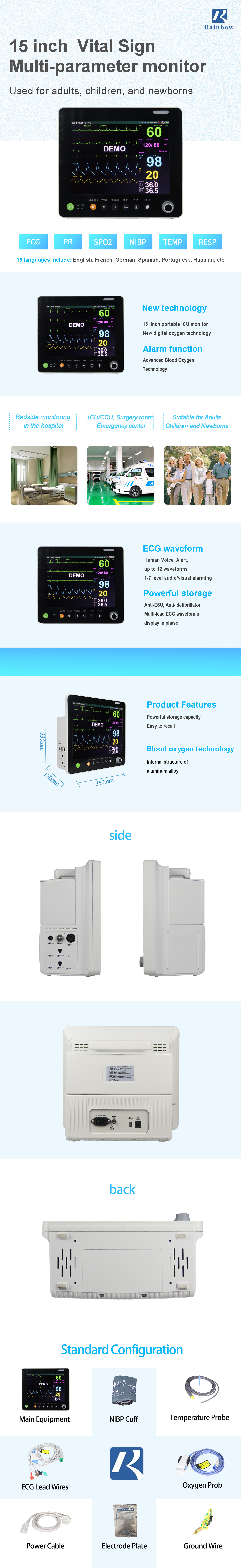 15 Inch Touch Screen Surgical Monitor For Operating Room