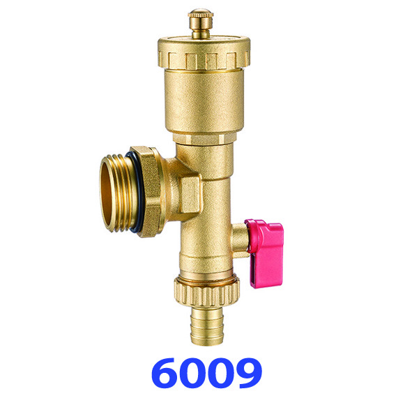 6009+6010 Extruded Profile Manifold Parts End Piece Set as Supply Automatic Air-vent and Supply / Return Draining Valves