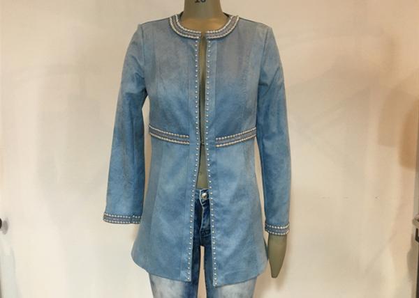 Buy cheap Casual Style Ladies Suede Jackets , Studs Decorated Ladies Pu Leather Jackets from wholesalers
