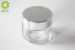 Thick Wall Clear Glass Face Cream Jars 100g Round Shape With Silver Color Cap