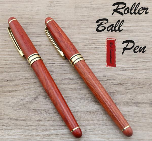 Red Sandalwood Luxury Roller Ball Pen 0.5mm Business Roller Pen With Gold