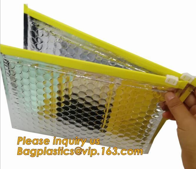Cosmetic Pink Slider Padded Bag/Holographic k Bag With Bubble,Holographic Metallic Zipper Bubble Bag/Slider Padded