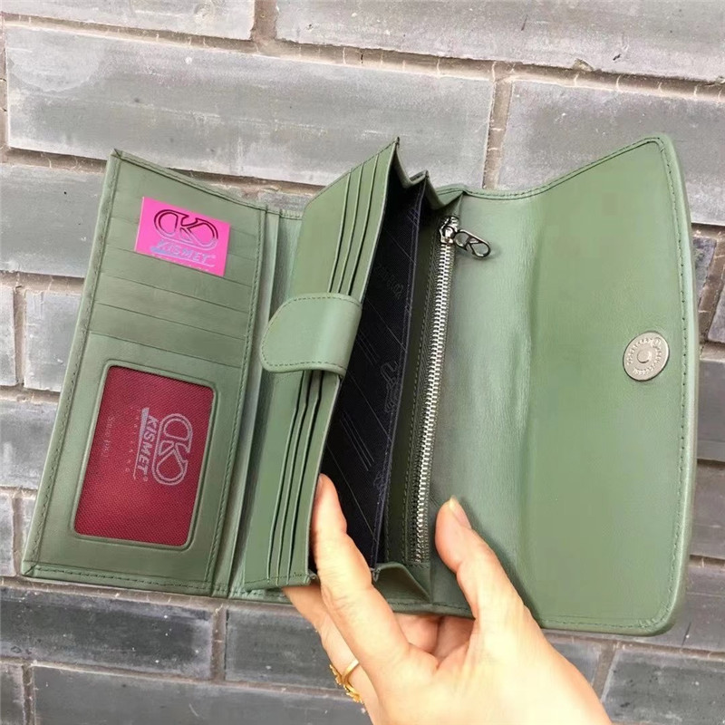 Thailand Authentic Stingray Skin Female Large Wallet Genuine Leather Lady Green Clutch Purse Women's Card Holders