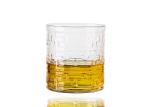 Hand Blown Clear 80mm Embossed Crystal Whiskey Glasses , 10 ounce Crystal Brandy