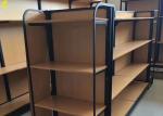Boutique Store Wood And Metal Shelves Melamine Laminated MDF Back Panel