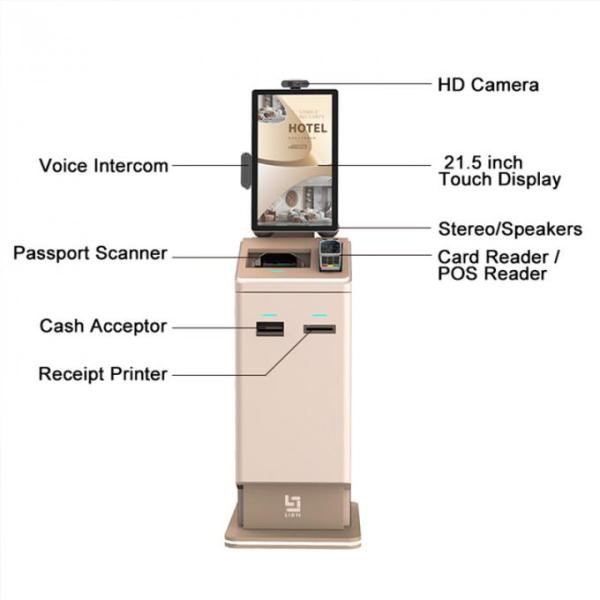 Hotel Airport Self Service Kiosk With Touch Screen POS Cash Payment Receipt Printer Camera Passport Scanner 33
