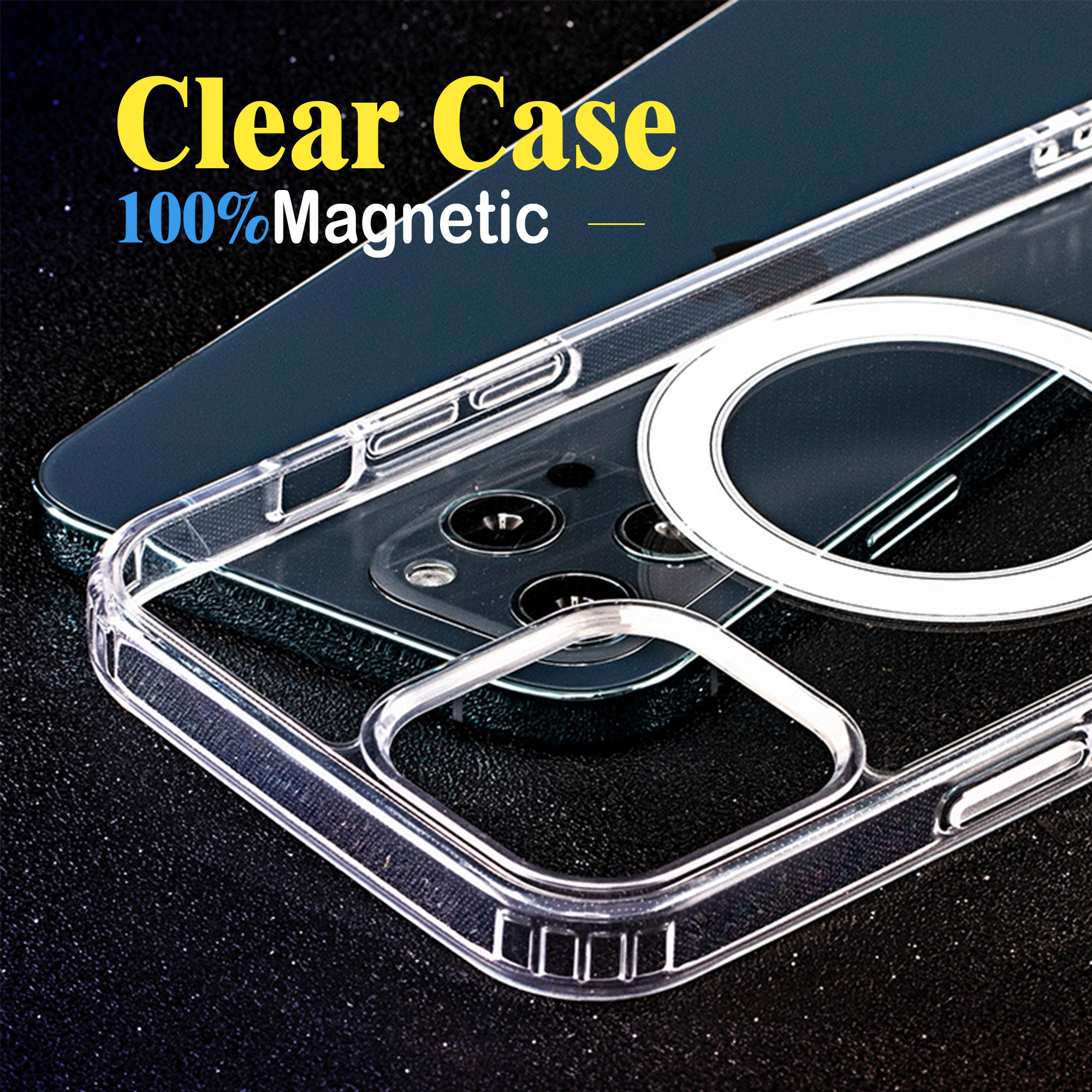 Anti Yellow Magsafe Phone Case Transparent TPU Magnet For IPhone 16 Pro Max