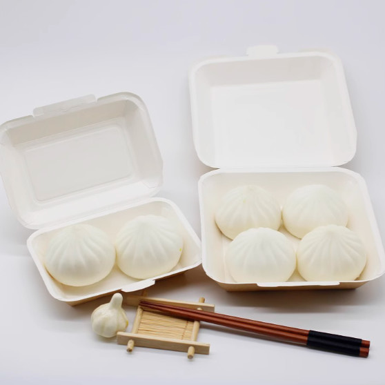 550ml Disposable Paper Lunch Boxes Leakproof Clamshell To Go Containers