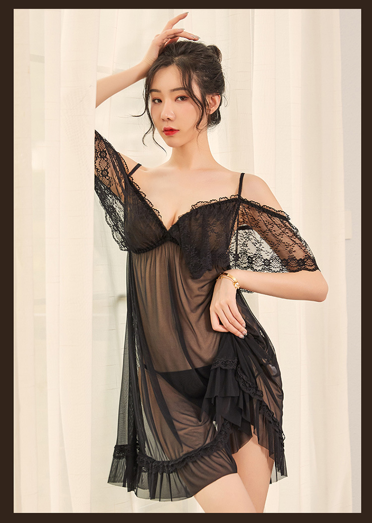 Lace Thin Style Home Clothes Sexy Nightdress Plus Size Silky Lace Women Lingerie