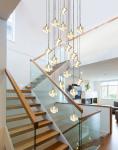 LED square pendant lights hotel villa large spiral staircase chrome Diamond