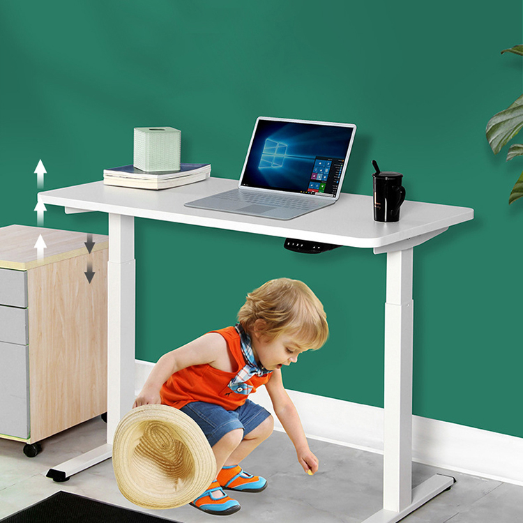 Office Furniture Height Adjustable Double Motor Electric Table for Learning in White