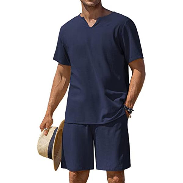 Buy cheap Customised Logo Casual Beach Shorts 2 Pieces Men Henley Shirt from wholesalers