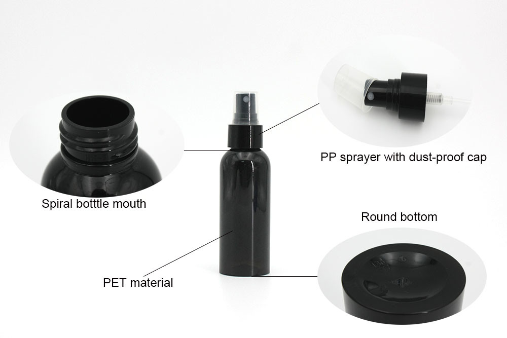 Black 145mm 3.38oz Cosmetic Spray Bottles